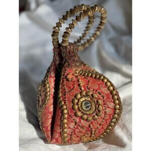 Beaded Embellished Potli Fortune Cookie Shaped Bag NWOT Cato purse India boho